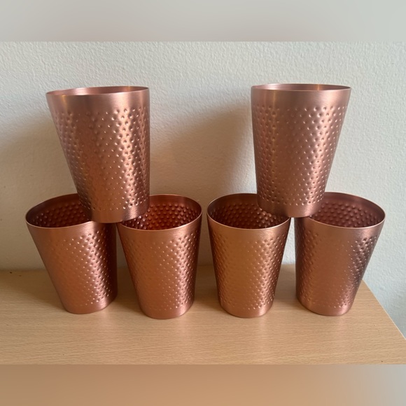 ARORA Aluminum Cups, Metal Anodized Hammered Copper color Tumbler Set of of 6 - Picture 1 of 7